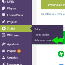 Em Adicionar Nova no Menu Principal