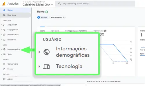 Demografia: informações específicas de identificação dos usuários do seu site