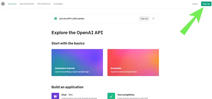 Vá ao site da Plataforma OpenAI